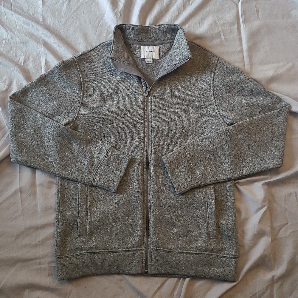Mens Old Navy Zip Sweater, Gray, Size SMALL